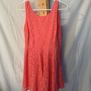 Coral lace mini dress